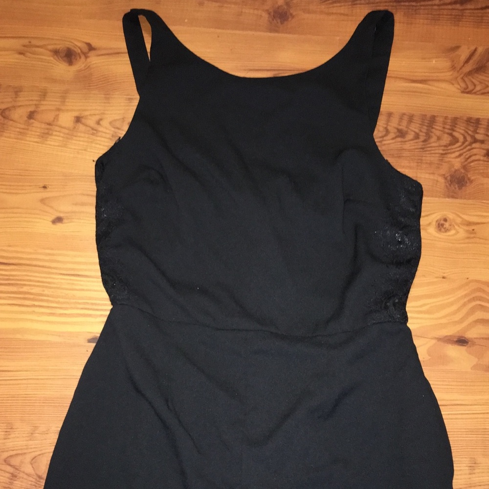 Black Romper with zipper & lace detail